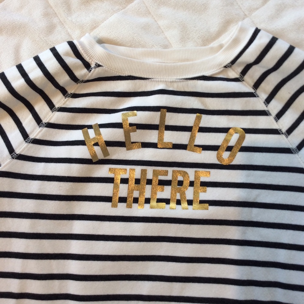 Hello There Black & white striped sweatshirt